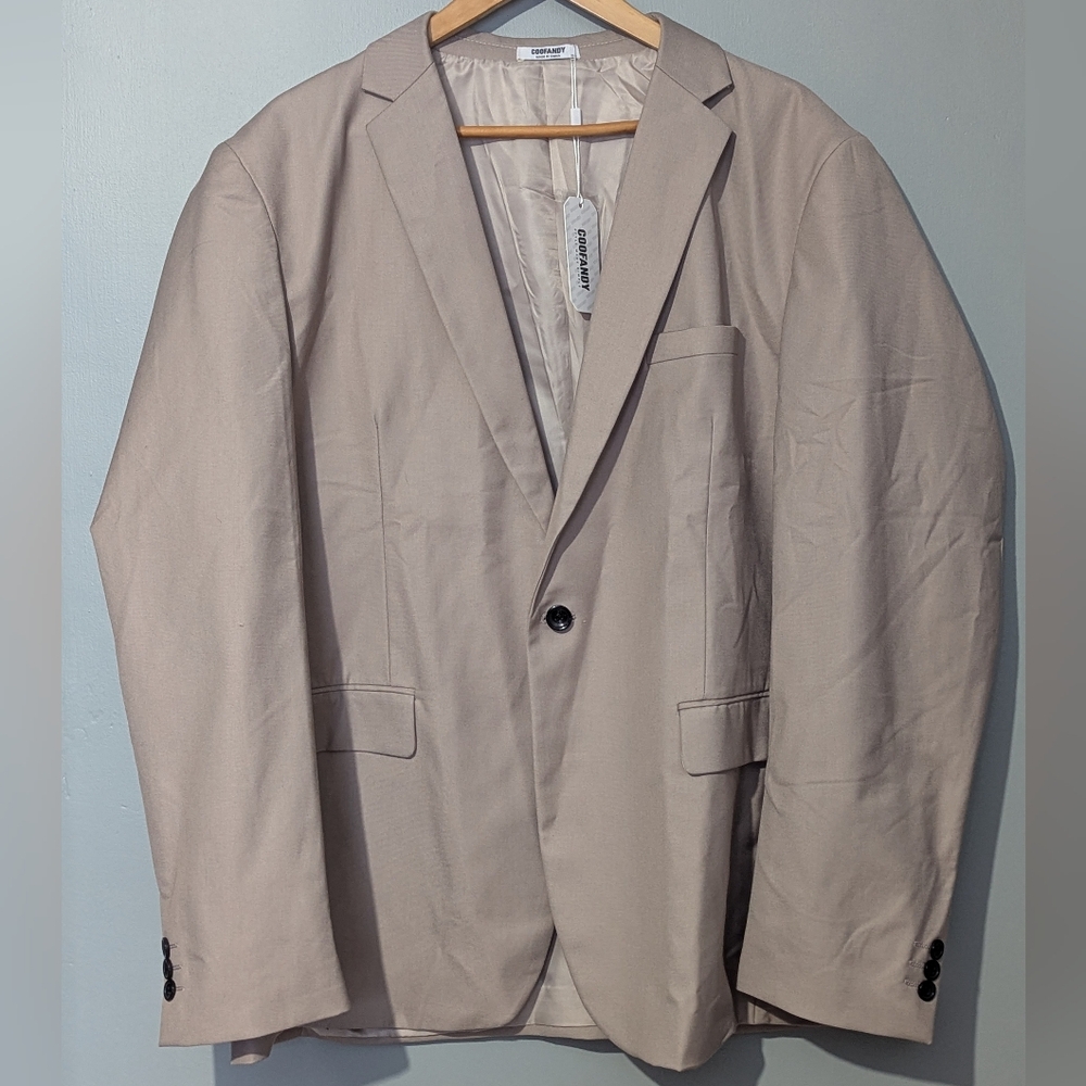 Coofandy‎ Blazer Sport Coat Blazer Khaki Men's XXL Coastal Chic Resortwear